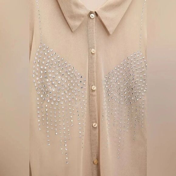 ZARA RHINESTONE TULLE SHIRT - Picture 8 of 9